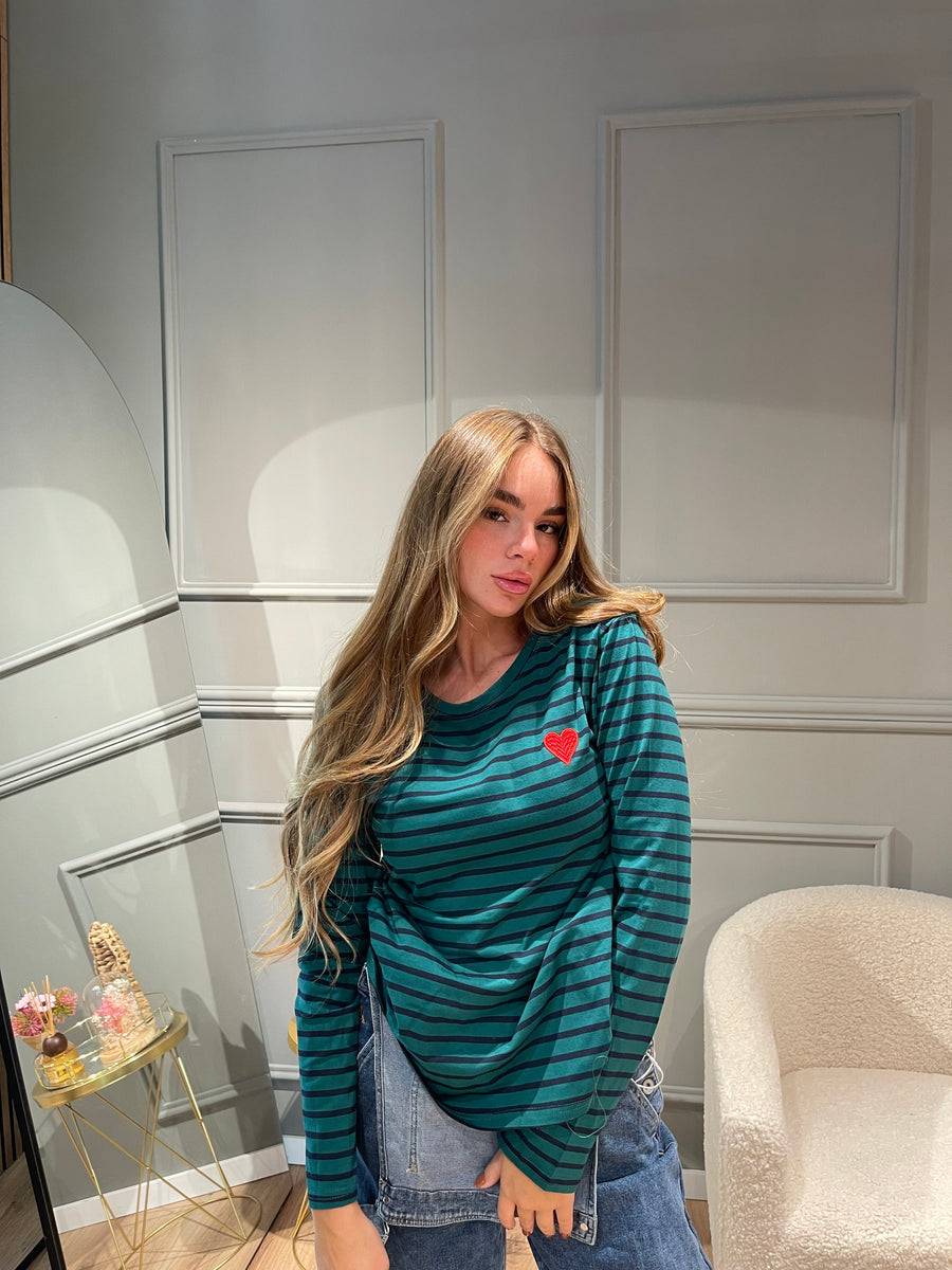 Lovely Sisters Maglia Heart Verde-blu