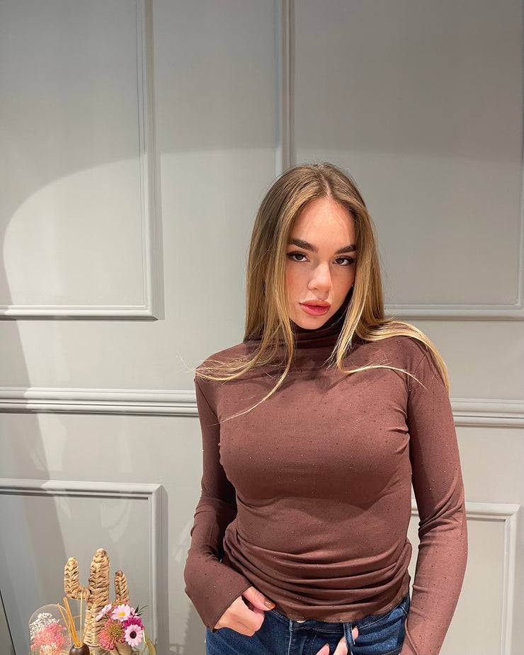 Lovely Sisters Maglia Lumina marrone con strass