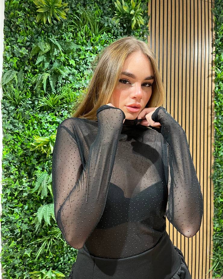 Lovely Sisters Maglia velata con micro brillantini