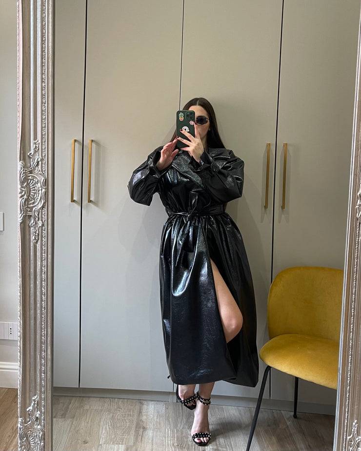 Lovely Sisters Trench in vinile nero