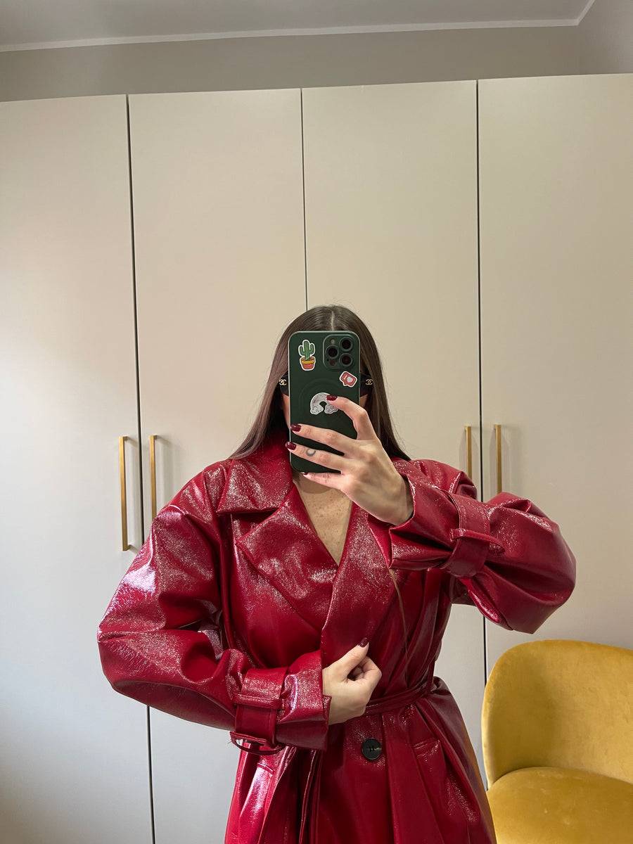Lovely Sisters Trench In Vinile Rosso