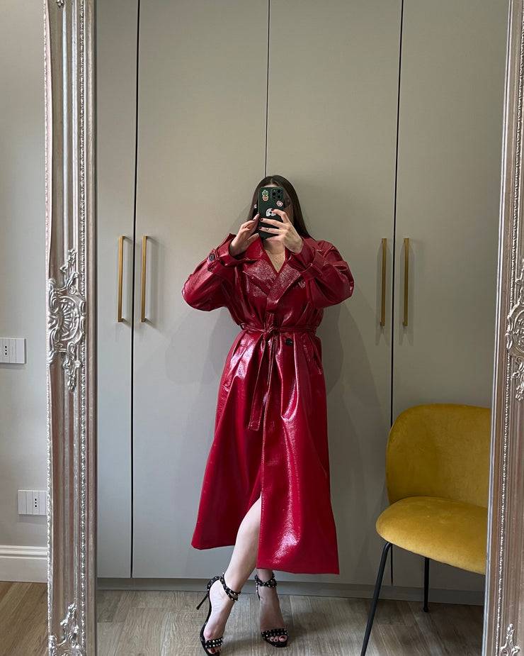 Lovely Sisters Trench in vinile rosso