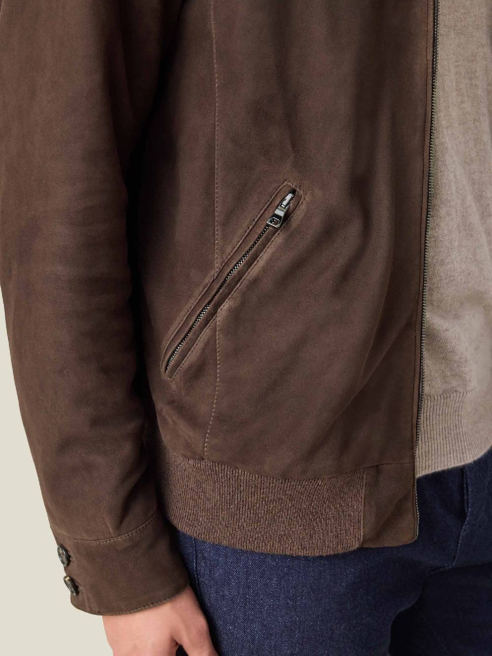 Luca Faloni Classic Bomber JacketGoatskin Suede Leather