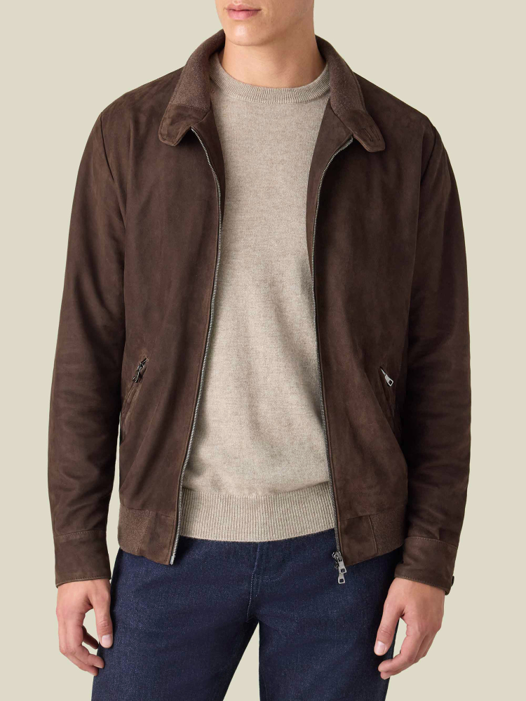 Luca Faloni Classic Bomber JacketGoatskin Suede Leather