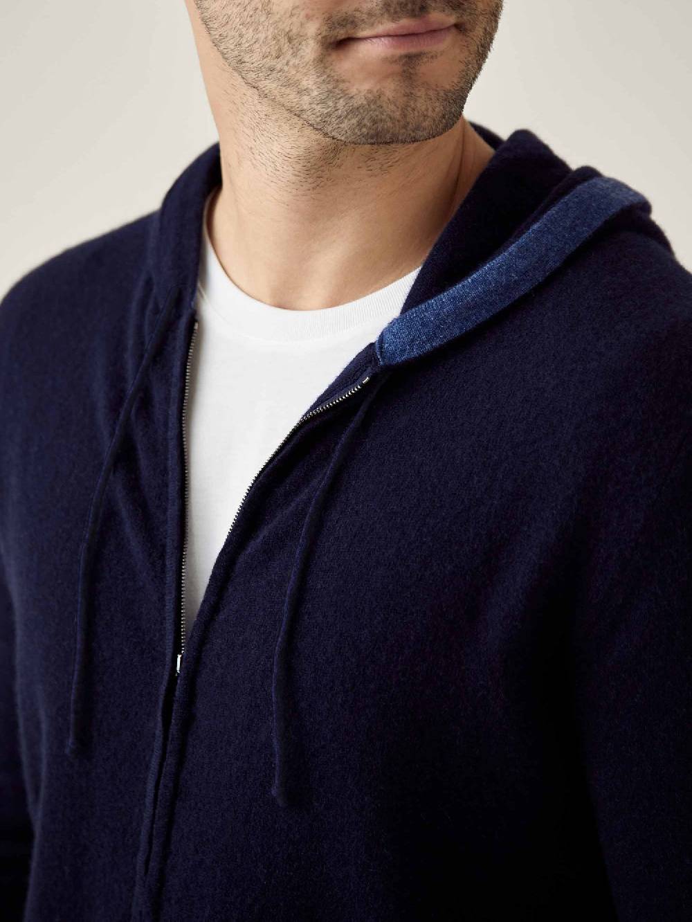 Luca Faloni Felpa Con Cappuccio E Zipcashmere A 2 Fili