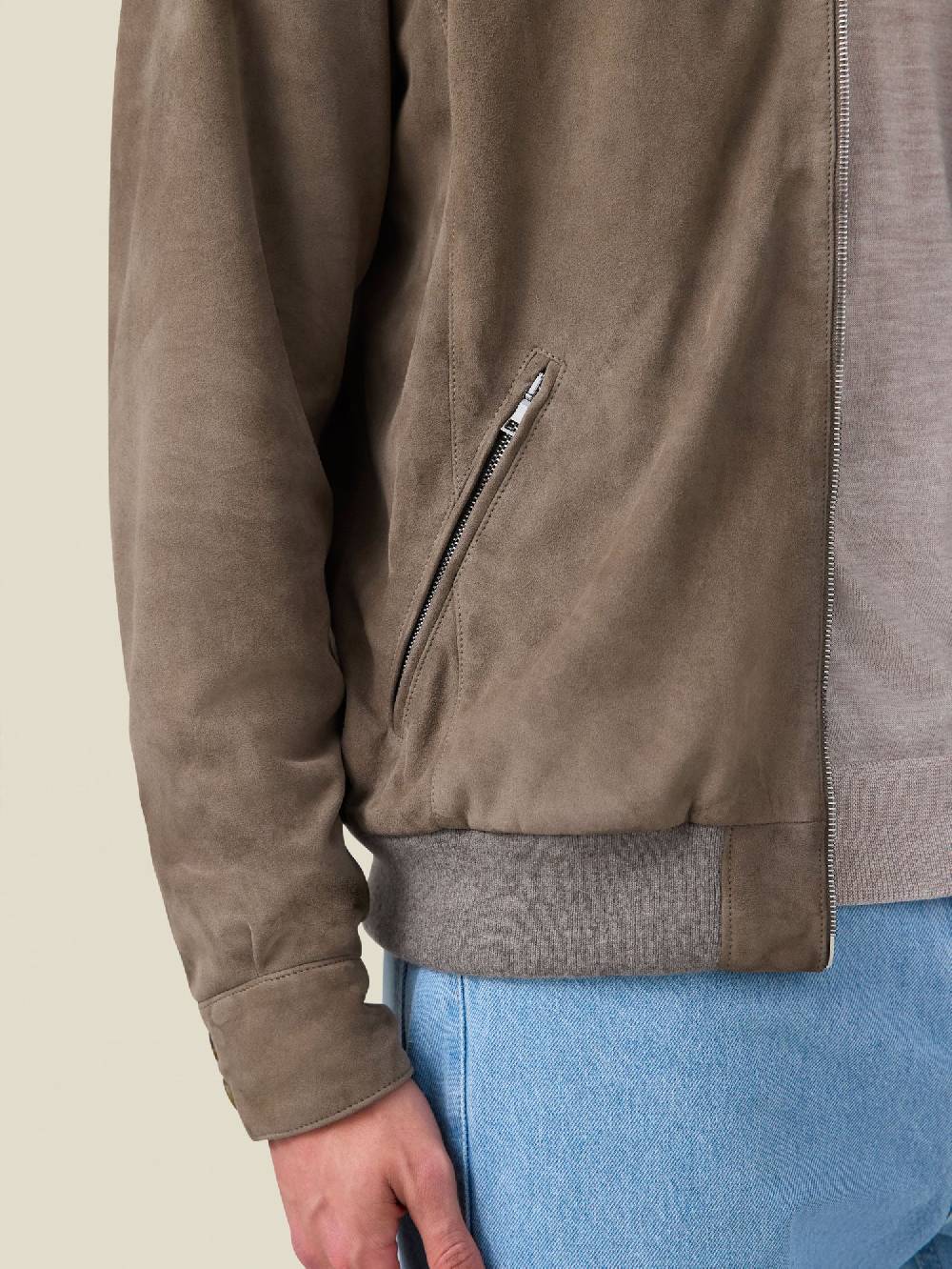 Luca Faloni Giacca Bomber ClassicaPelle Scamosciata Di Capra