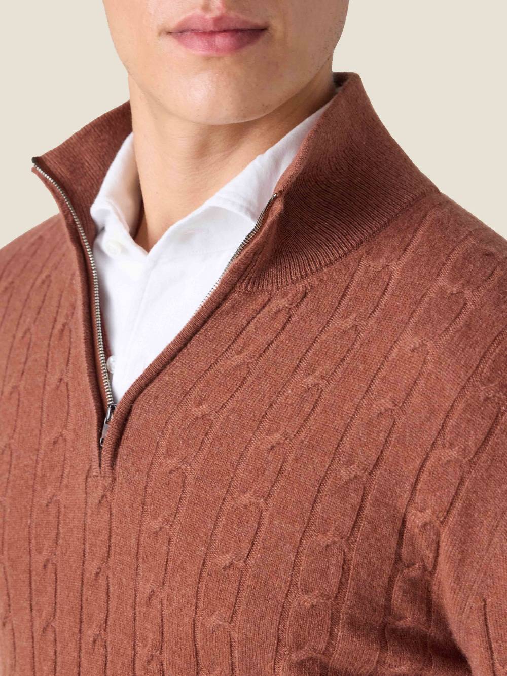 Luca Faloni Cable Knit Zip-up2-Ply Cashmere