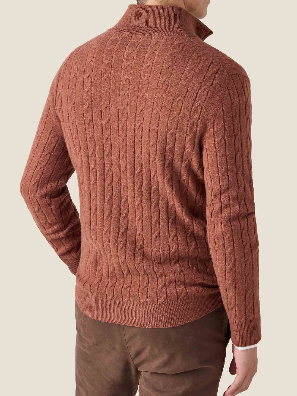 Luca Faloni Cable Knit Zip-up2-Ply Cashmere