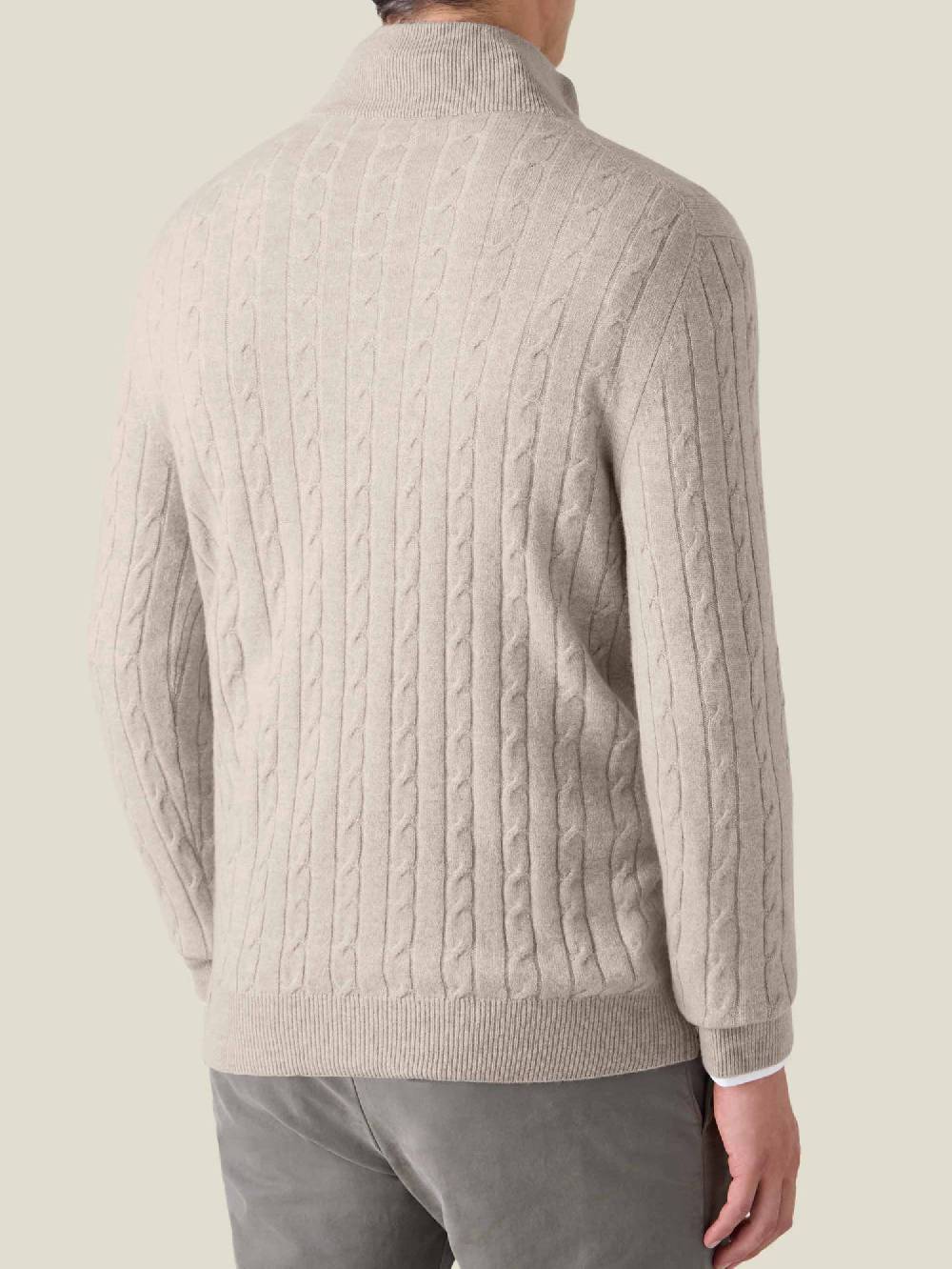Luca Faloni Cable Knit Zip-up2-Ply Cashmere