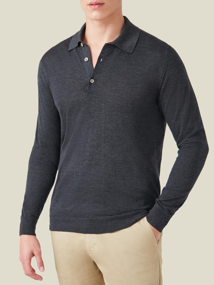 Luca Faloni Knitted PoloSeta-Cashmere