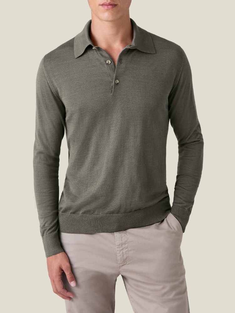 Luca Faloni Knitted PoloSeta-Cashmere