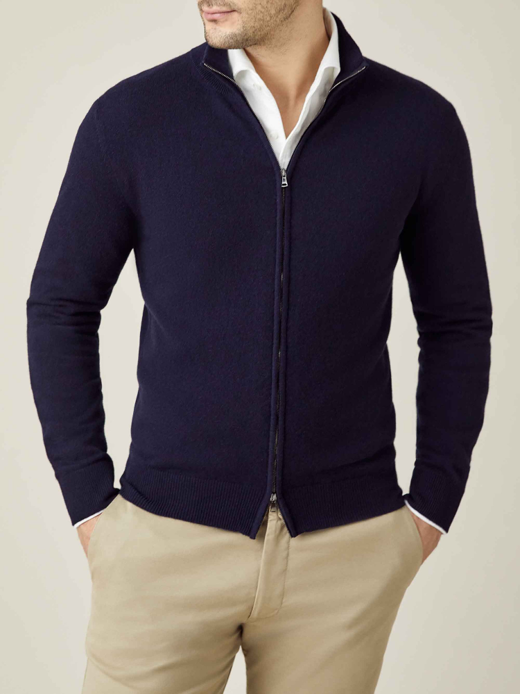 Luca Faloni Zip Cardigancashmere a 2 fili