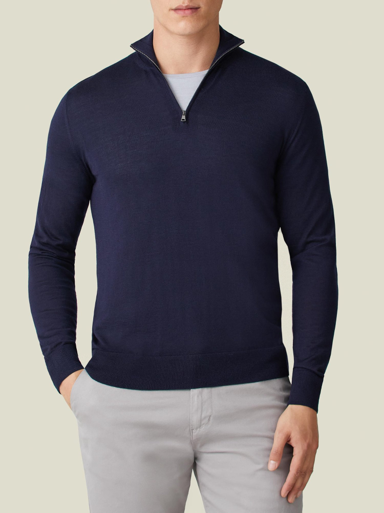 Luca Faloni Maglia con collo mezza zipSeta-Cashmere