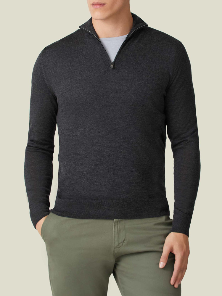 Luca Faloni Maglia con collo mezza zipSeta-Cashmere