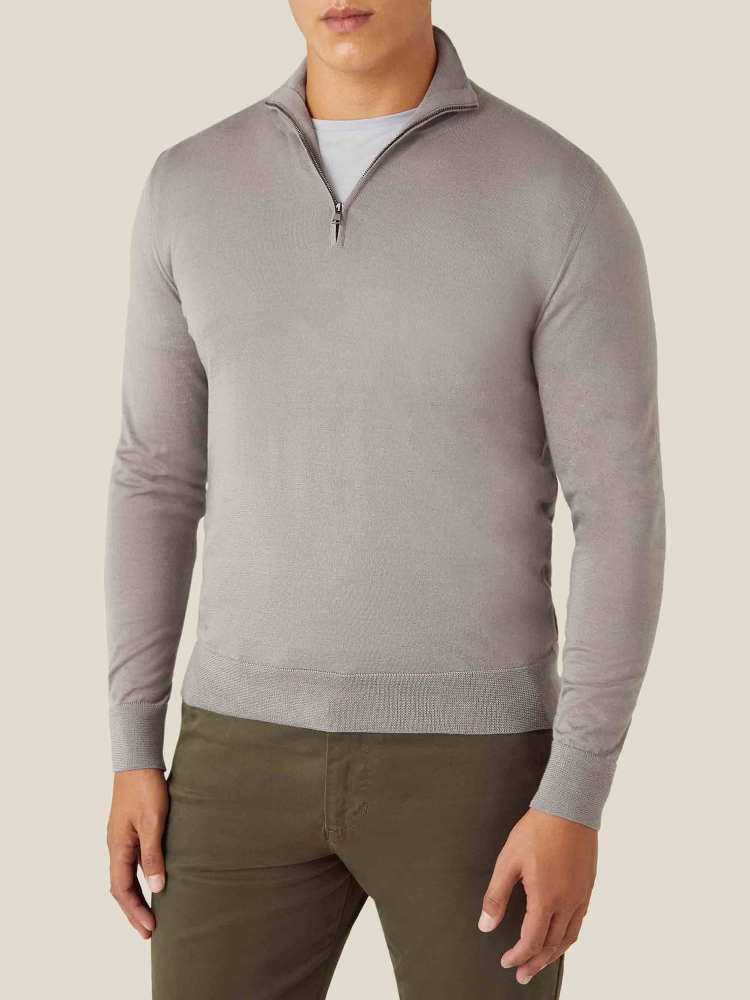 Luca Faloni Maglia con collo mezza zipSeta-Cashmere