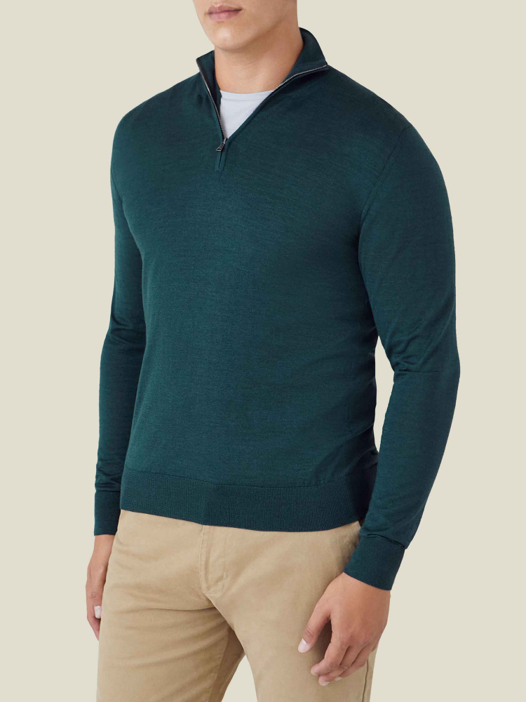 Luca Faloni Maglia con collo mezza zipSeta-Cashmere