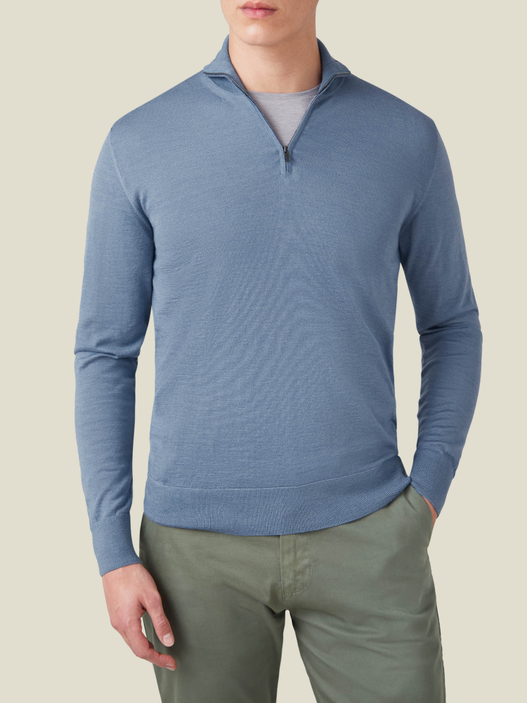 Luca Faloni Maglia con collo mezza zipSeta-Cashmere