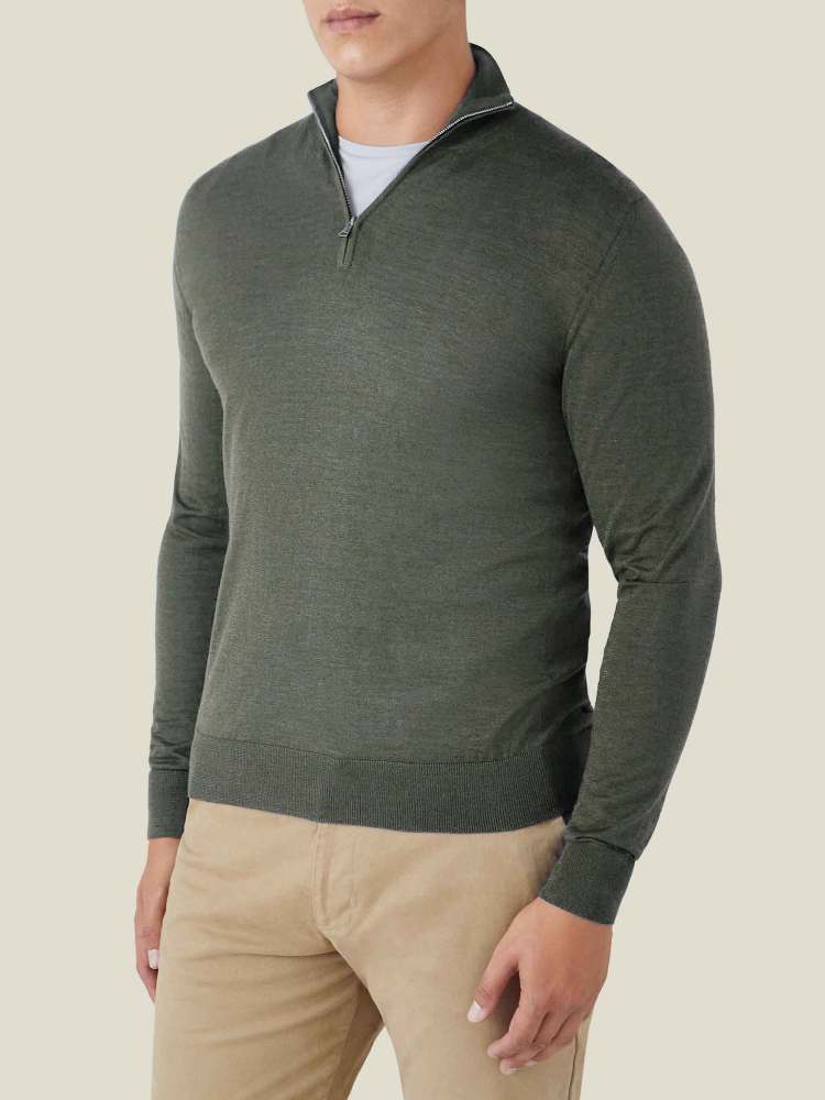 Luca Faloni Maglia con collo mezza zipSeta-Cashmere