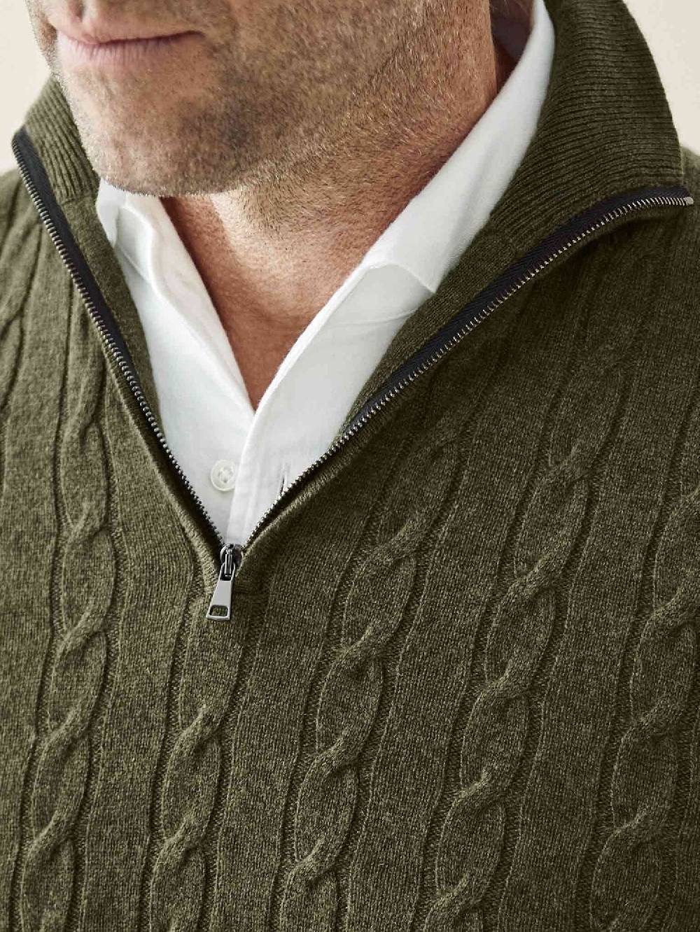 Luca Faloni Maglia Mezzocollo A Trecce Con Zipcashmere A 2 Fili