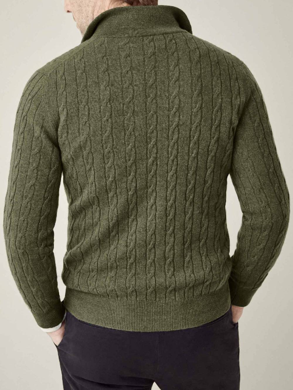 Luca Faloni Maglia Mezzocollo A Trecce Con Zipcashmere A 2 Fili