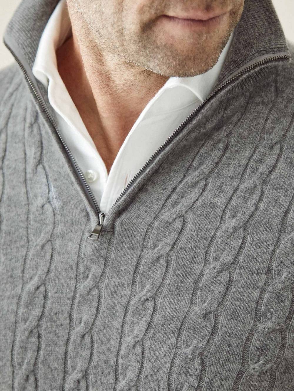 Luca Faloni Maglia Mezzocollo A Trecce Con Zipcashmere A 2 Fili