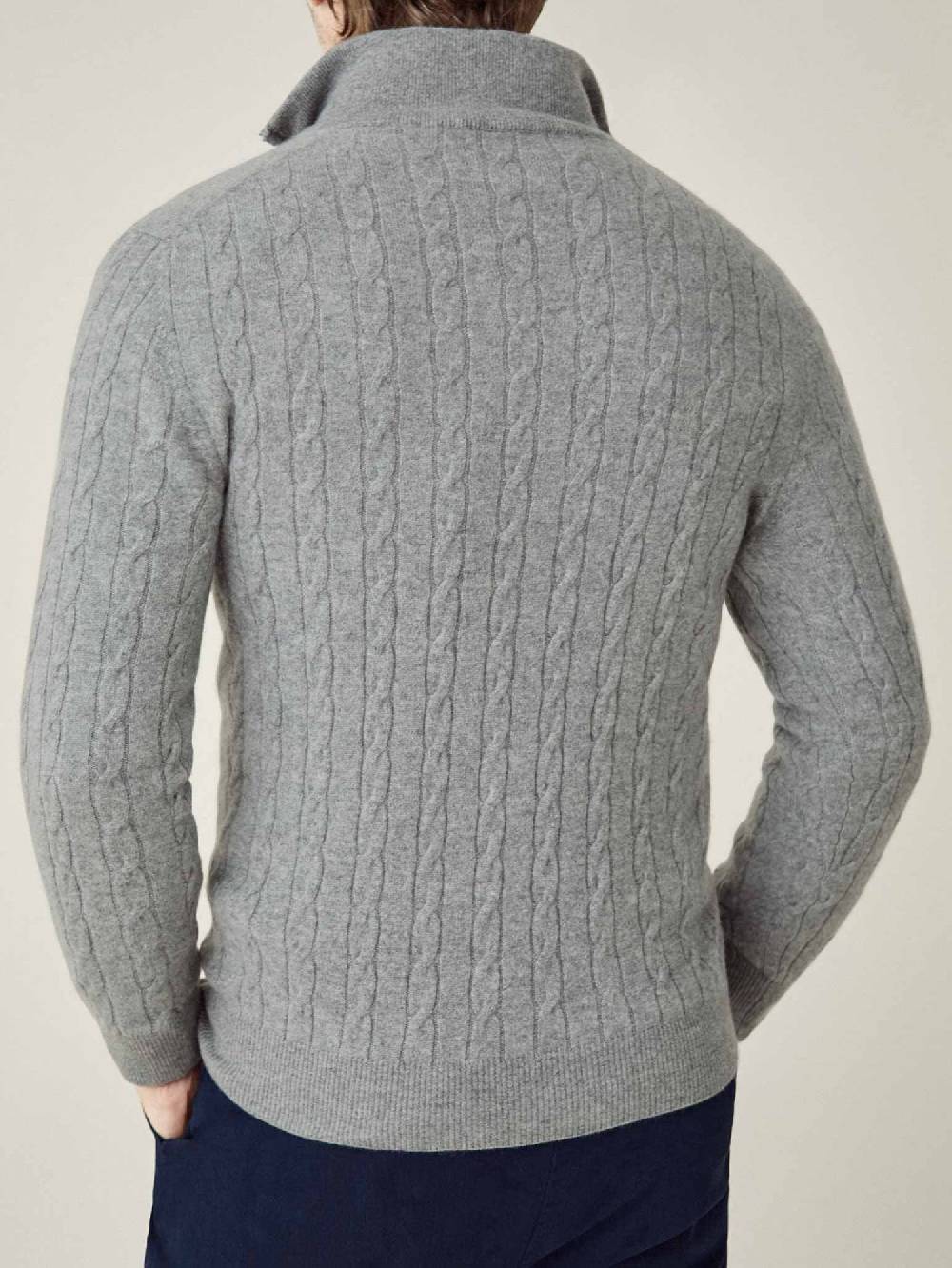 Luca Faloni Maglia Mezzocollo A Trecce Con Zipcashmere A 2 Fili