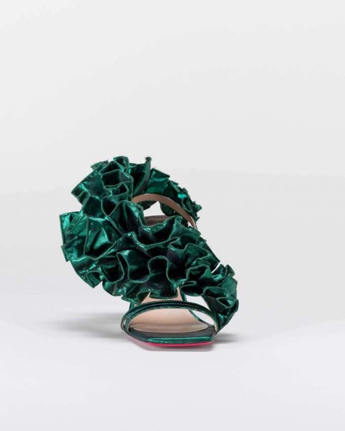 LUCIANO PADOVAN SANDALO EMILY TESSUTO LUREX VERDE