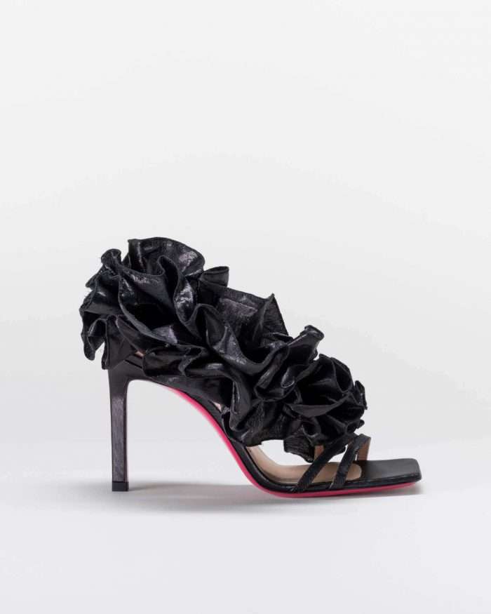 LUCIANO PADOVAN ROUCHE LINE SANDALO EMILY TESSUTO LUREX NERO