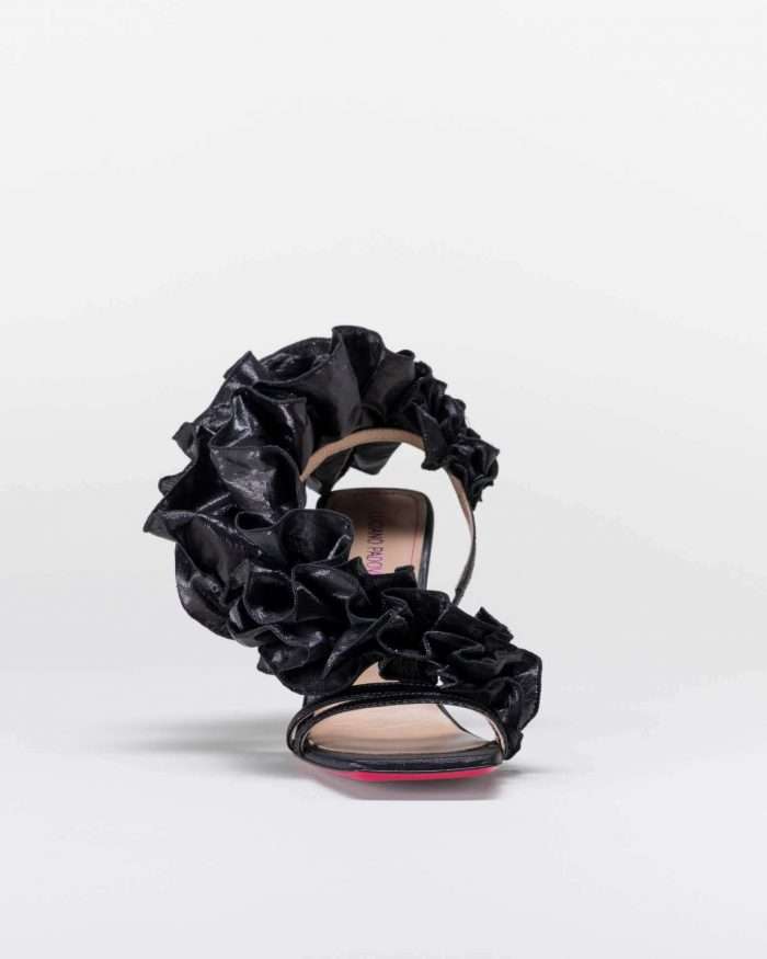 LUCIANO PADOVAN ROUCHE LINE SANDALO EMILY TESSUTO LUREX NERO