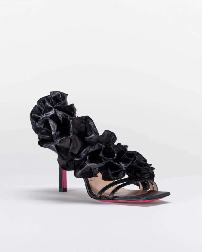 LUCIANO PADOVAN ROUCHE LINE SANDALO EMILY TESSUTO LUREX NERO LUCIANO PADOVAN ROUCHE LINE SANDALO EMILY TESSUTO LUREX NERO