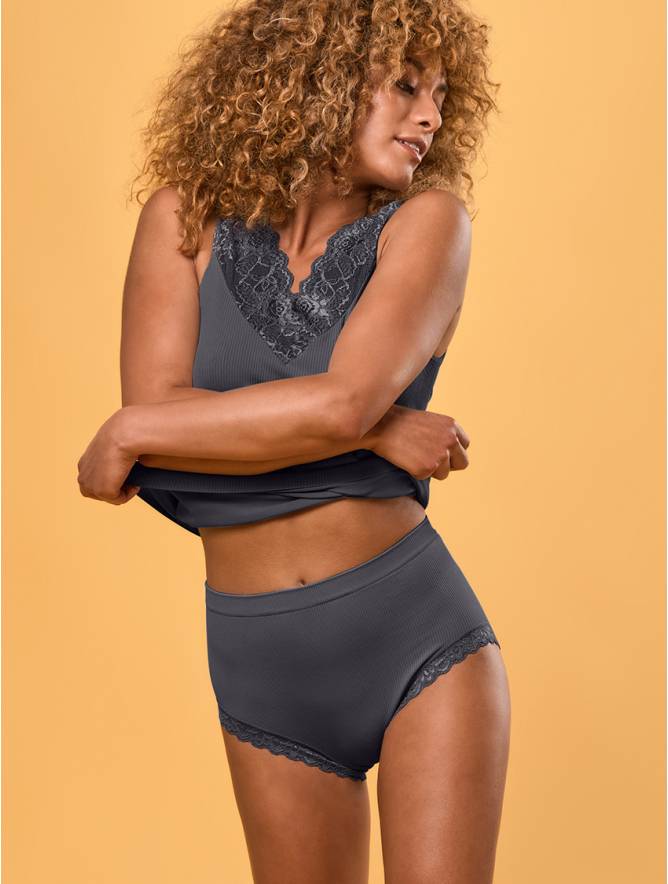 Luigi di Focenza SLIP DONNA MIDI PIZZO ANTRACITE