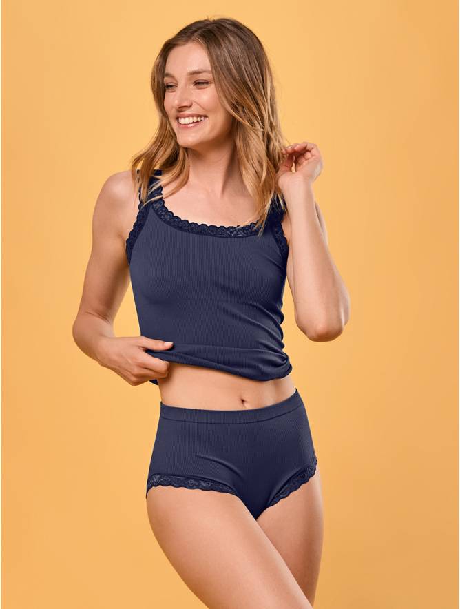 Luigi Di Focenza SLIP DONNA MIDI PIZZO BLU