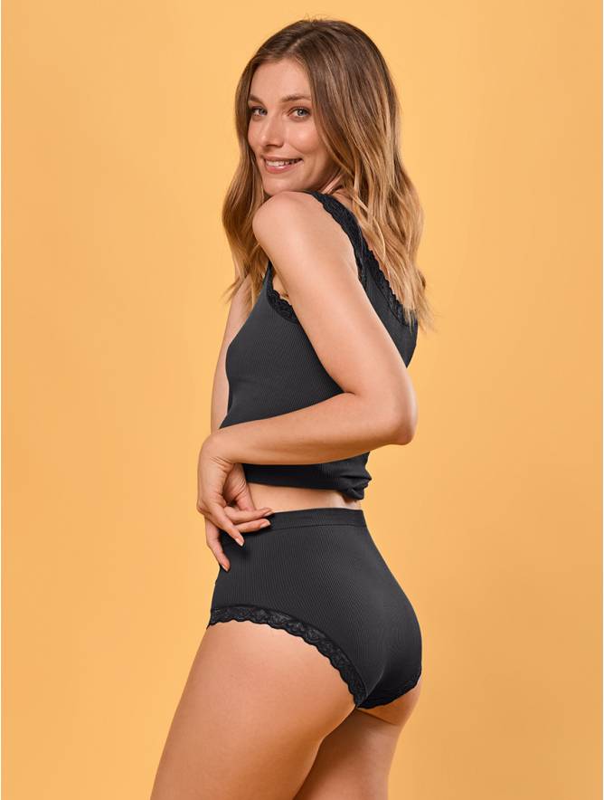 Luigi di Focenza SLIP DONNA MIDI PIZZO NERO