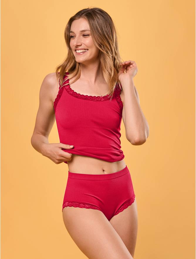 Luigi di Focenza SLIP DONNA MIDI PIZZO ROSSO