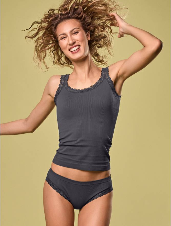 Luigi di Focenza SLIP DONNA PIZZO ANTRACITE