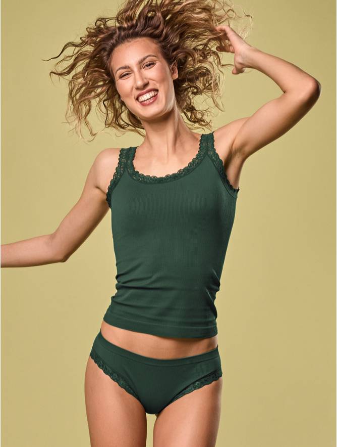 Luigi di Focenza SLIP DONNA PIZZO VERDE SCURO