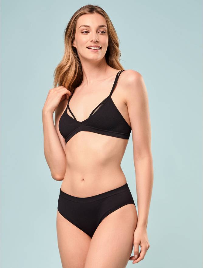 Luigi di Focenza SLIP DONNA V. ALTA COSTINA RIB NERO