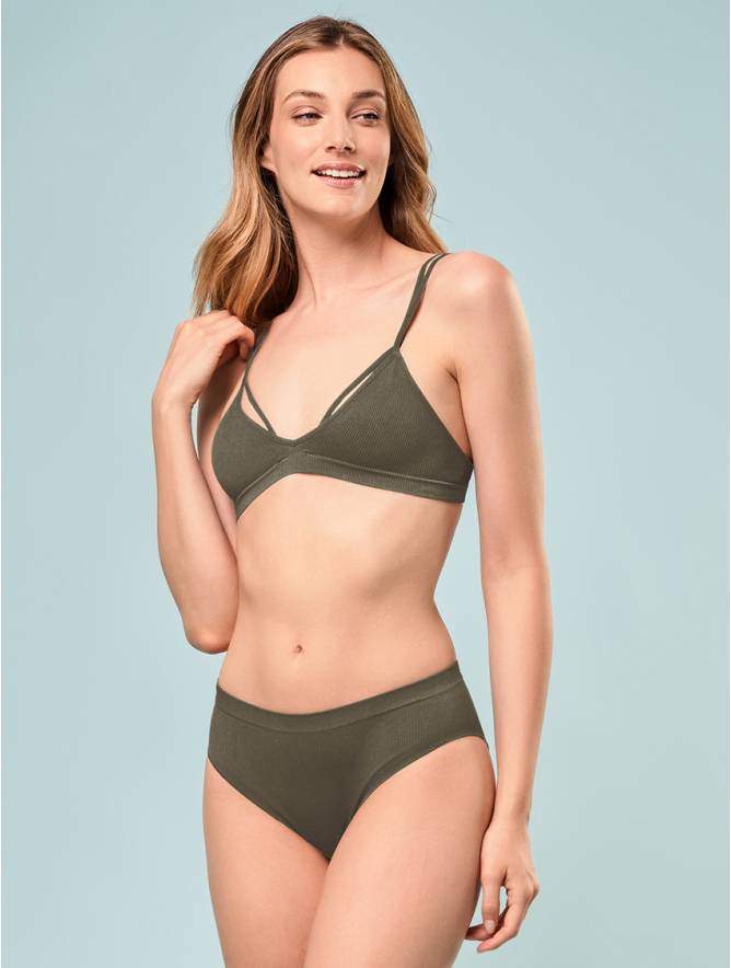 Luigi Di Focenza SLIP DONNA V. ALTA COSTINA RIB OLIVA