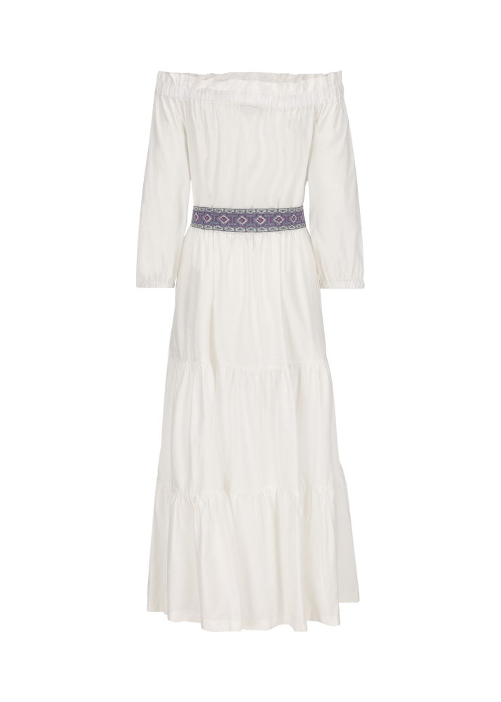 Luis Trenker Abito A Spalle Scoperte Con Gonna A Balze E Cintura Modello Lucamilla