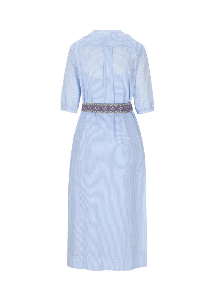 Luis Trenker Abito Lungo In Cotone Con Plastron Modello Luceleste