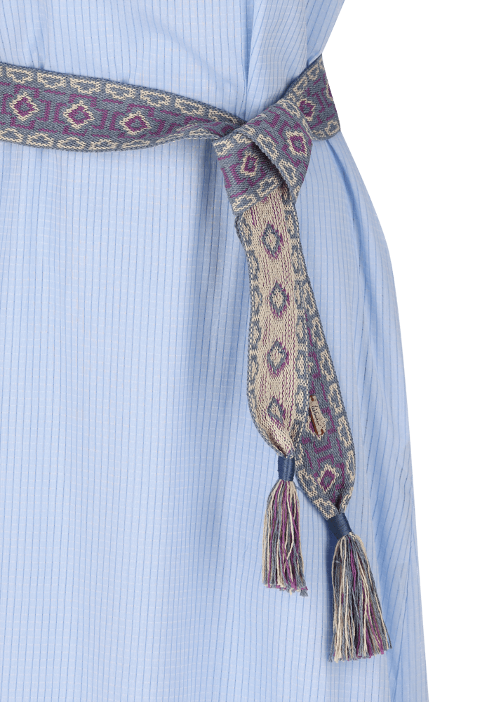 Luis Trenker Abito Lungo In Cotone Con Plastron Modello Luceleste