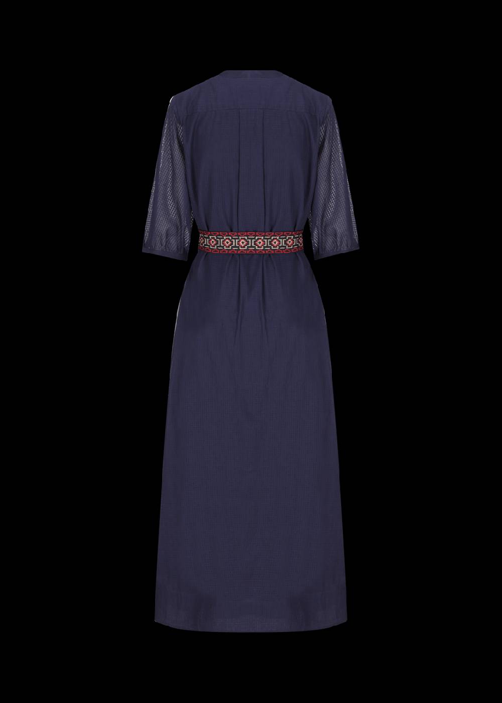 Luis Trenker Abito Lungo In Cotone Con Plastron Modello Luceleste