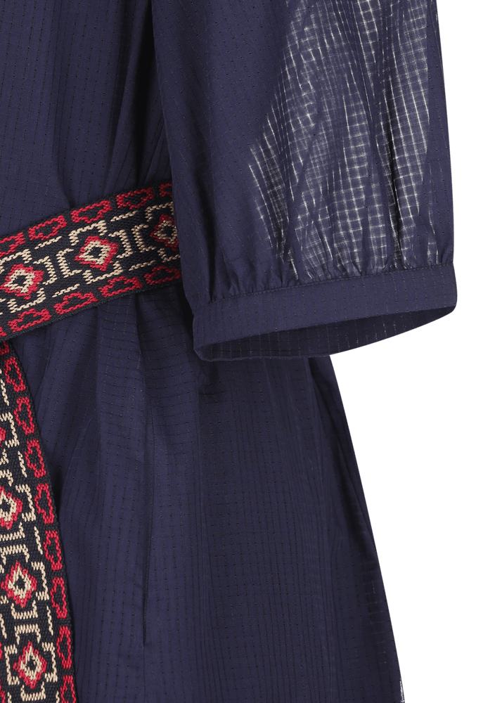 Luis Trenker Abito Lungo In Cotone Con Plastron Modello Luceleste