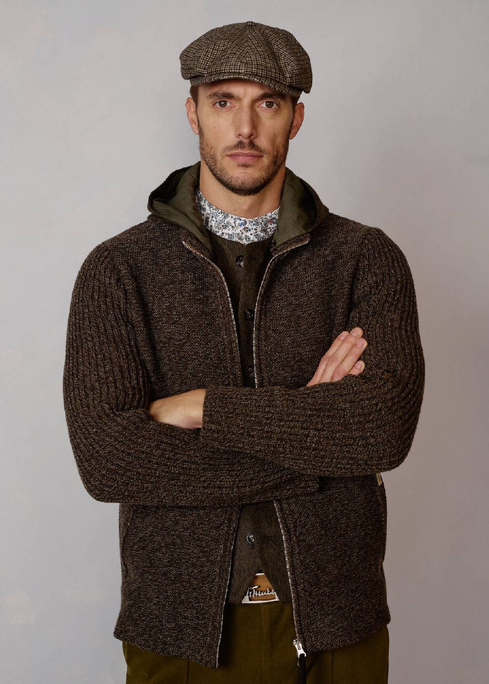 Luis Trenker Berretto con visiera e motivo pied-de-poule Luondis