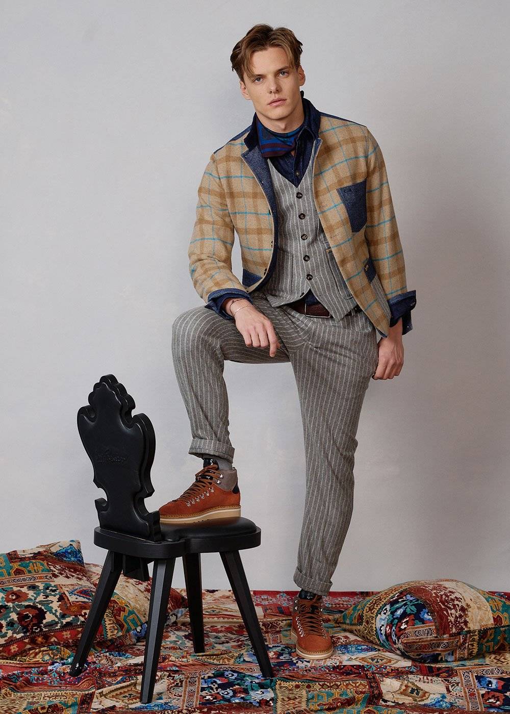 Luis Trenker Blazer con motivo a quadri modello Lugionas