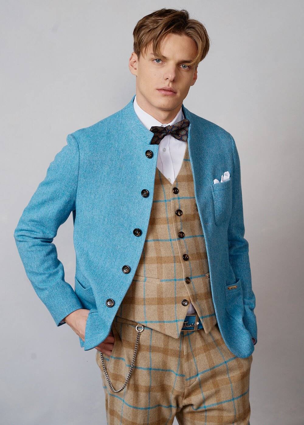 Luis Trenker Blazer Con Motivo A Spina Di Pesce Modello Luigis