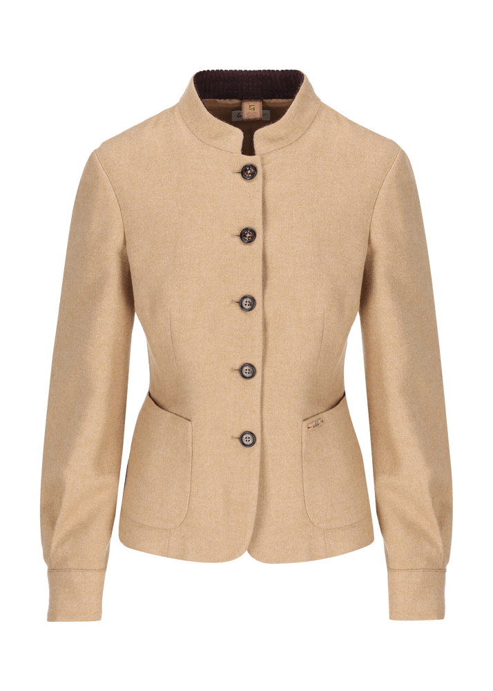 Luis Trenker Blazer Di Flanella Con Colletto Alla Coreana Luviola