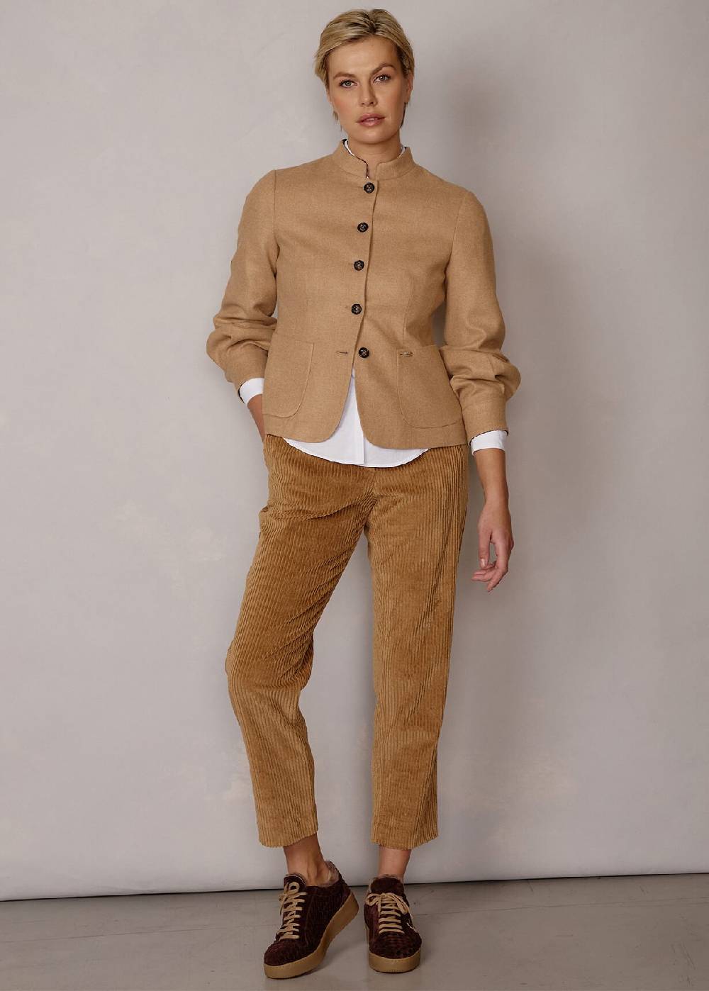 Luis Trenker Blazer di flanella con colletto alla coreana Luviola