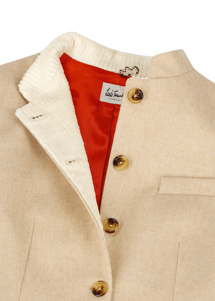 Luis Trenker Blazer Di Flanella Con Maniche Lavorate A Maglia Modello Luranda