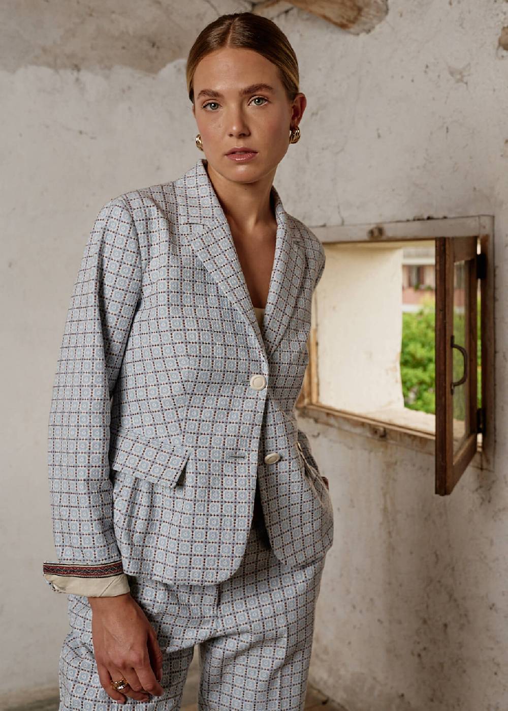 Luis Trenker Blazer In Cotone Jacquard Modello Luramona
